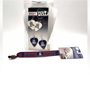 Arizona Wildcats Jewelry Bundle - Earings (2pack) & 1 Football Bracelet